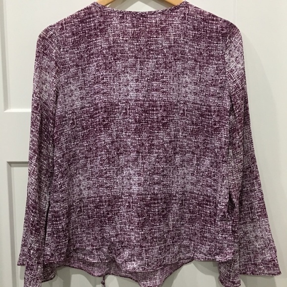 𝅺cato NWT Purple white ruffle long sleeve blouse career - Picture 6 of 6